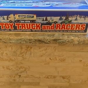 Toy Truck and Racers - Blue and White NWOT